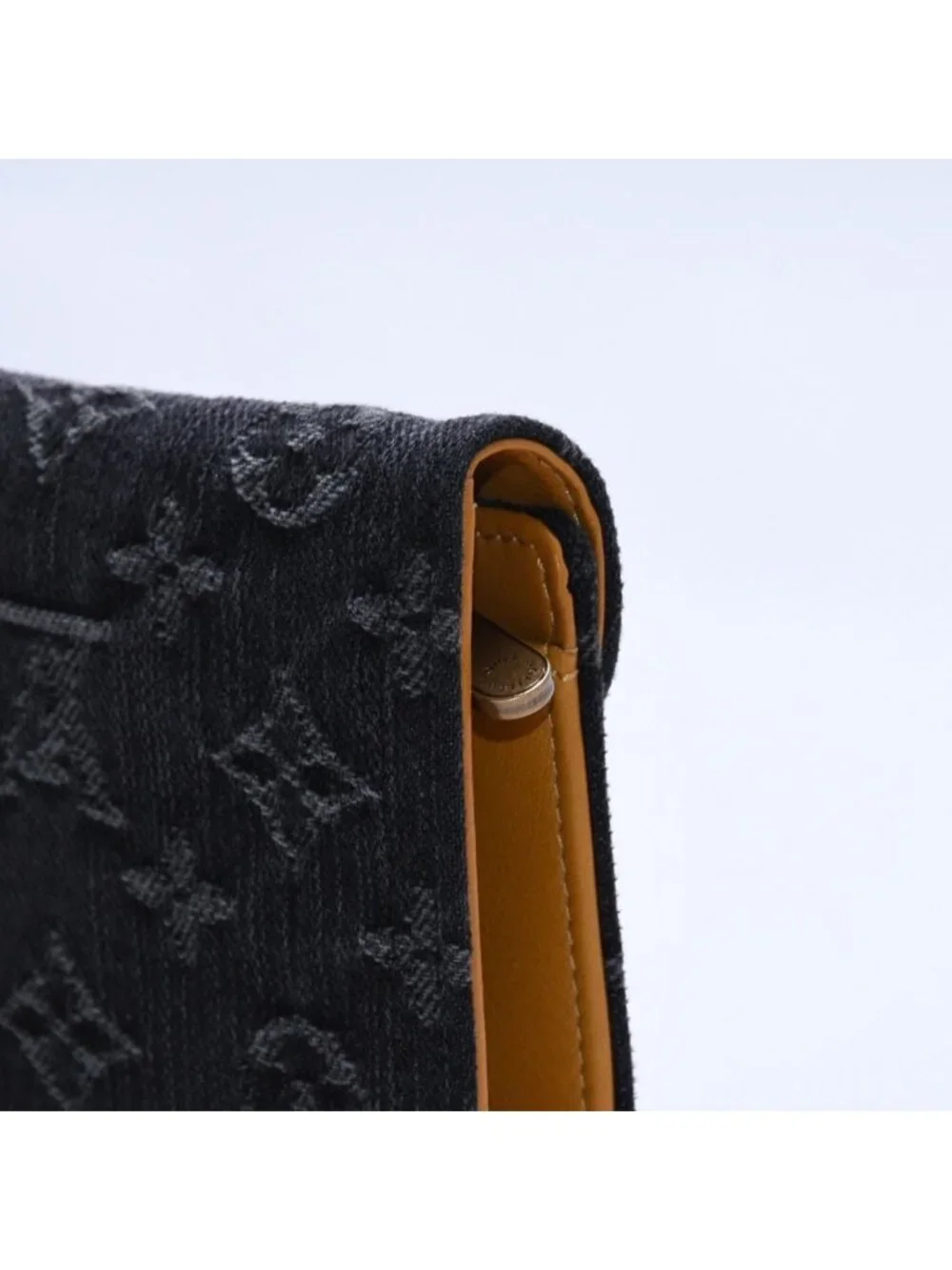 Louis Vuitton Monogram Denim Portefeuille Amelia Trifold Wallet Black Yellow